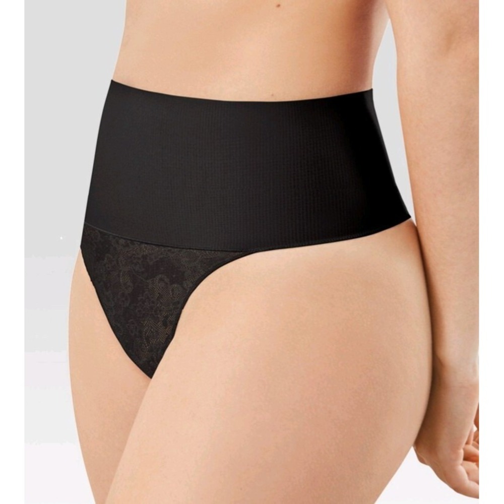 Maidenform Self Expressions Women's L Large Black Thong Tame Your Tummy New